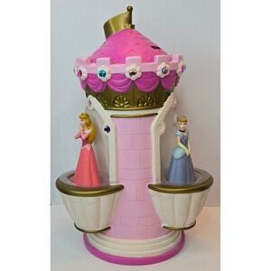 Disney Store Rhinestone Castle Tower Princess Coin Bank Cinderella Belle Aurora